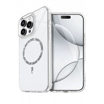 Apple iPhone 16 Pro Max Uyumlu Live Diamond Magsafe Kapak - Şeffaf