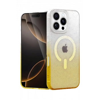 Apple iPhone 16 Pro Max Uyumlu Pummel Shiny Magsafe Kapak - Gold