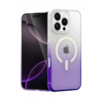 Apple iPhone 16 Pro Uyumlu Pummel Shiny Magsafe Kapak - Mor