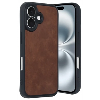 Apple iPhone 16 Uyumlu Kılıf Aras Deri Kapak - Taba
