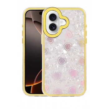 Apple iPhone 16 Uyumlu Lumi Desenli Kapak - Sarı
