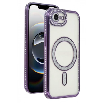 Apple iPhone 16E Uyumlu Joke Simli Magneticsafe Kılıf - Derin Mor