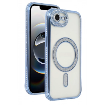 Apple iPhone 16E Uyumlu Joke Simli Magneticsafe Kılıf - Mavi