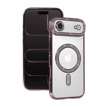Apple iPhone 17 Air Uyumlu Joke Simli Magneticsafe Kılıf - Pembe