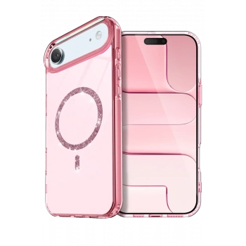 Apple iPhone 17 Air Uyumlu Live Diamond Magsafe Kapak - Pembe