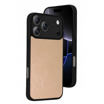 Apple iPhone 17 Pro Max Uyumlu Aras Deri Kapak - Pudra