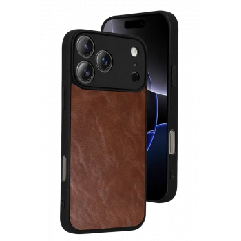 Apple iPhone 17 Pro Max Uyumlu Aras Deri Kapak - Taba