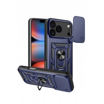 Apple iPhone 17 Pro Max Uyumlu Pars Lens Yüzüklü Silikon - Lacivert