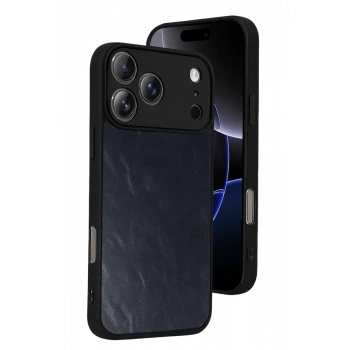 Apple iPhone 17 Pro Uyumlu Aras Deri Kapak - Lacivert