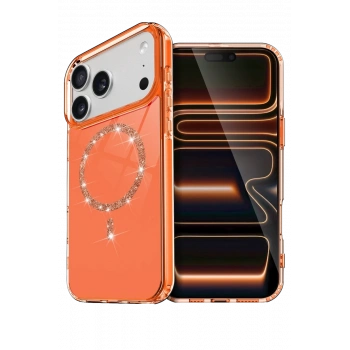 Apple iPhone 17 Pro Uyumlu Live Diamond Magsafe Kapak - Turuncu