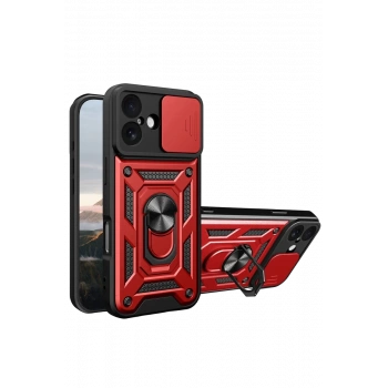 Apple iPhone 17 Uyumlu Pars Lens Yüzüklü Silikon - Kırmızı