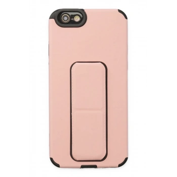 Apple iPhone 6 Uyumlu Kılıf Mega Standlı Silikon - Pudra