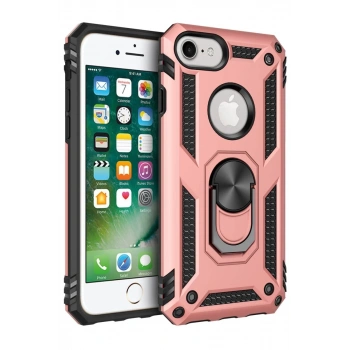 Apple iPhone 7 Uyumlu Kılıf Sofya Yüzüklü Silikon Kapak - Rose