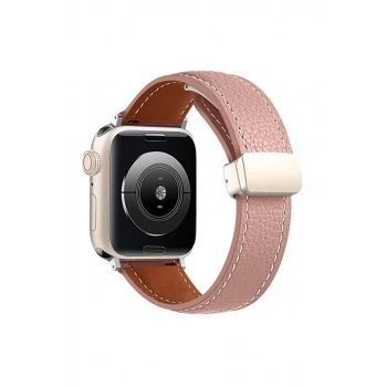 Apple Watch 38mm Uyumlu KR414 Daks Deri Kordon - Pembe