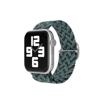 Apple Watch 38mm Uyumlu Star Kordon - Zigzag Mavi-Yeşil