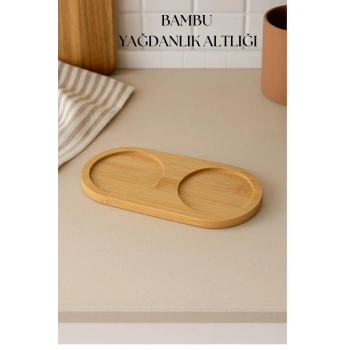 Bambu Yağdanlık Altlığı Çift Yuvalı 9x19 Cm