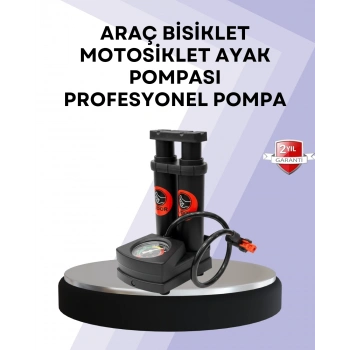 Basınç Saatli Ayak Pompası Bisiklet Ve Araç Uyumlu