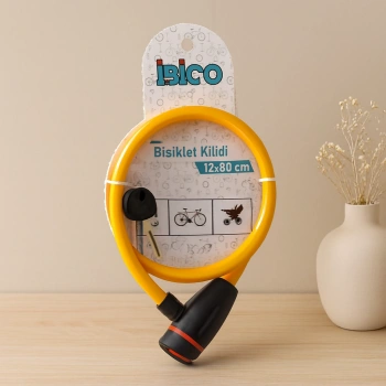 Bisiklet Kilidi Çelik Tel 12 mm x 80 cm Anahtarlı