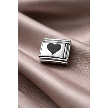 Çelik Kalp Charm – Parlak Çelik Bileklik Aksesuarı | Sevgi Temalı Modüler Charm