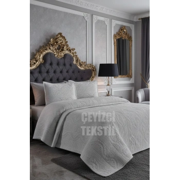 Çift Kişilik Dantelsiz Yatak örtüsü Gri