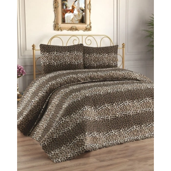Çift Kişilik Leopar Desen Yatak Örtüsü