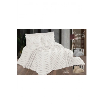 Çift Kişilik Yatak Örtüsü KREM 3 Parça Yatak Örtüsü Bedspread