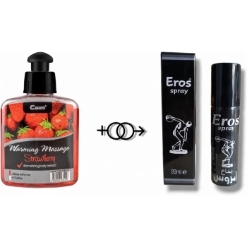 Çilek Aromalı Cinsel Masaj Yağı 100 ml + Eros G.ctrci Sprey 20 ml