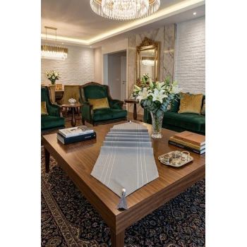 Çizgili Tek Runner, Colber Tek Runner 40x140cm Gri