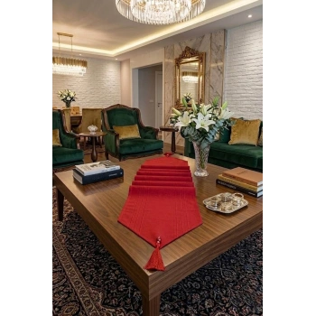 Çizgili Tek Runner, Colber Tek Runner 40x140cm Kırmızı
