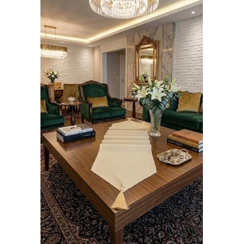 Çizgili Tek Runner, Colber Tek Runner 40x140cm Krem
