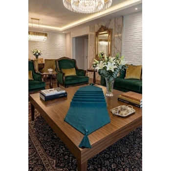 Çizgili Tek Runner, Colber Tek Runner 40x140cm Petrol