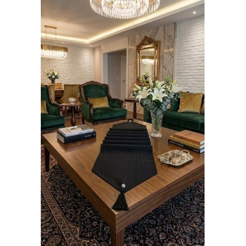 Çizgili Tek Runner, Colber Tek Runner 40x140cm Siyah