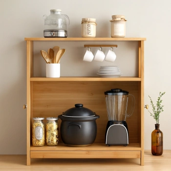 Çok Amaçlı Bambu Dolap 66x33x85 cm - Organizer Raflı