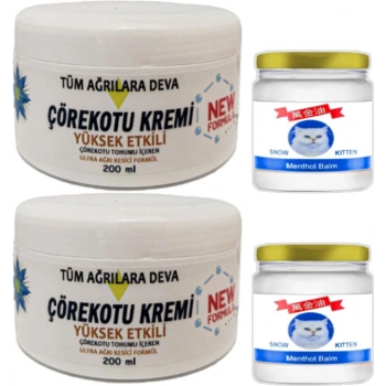 Çörek Otu Kremi White Box 2 Adet 200 ml + 2 Adet Snow Kitten 50 ml Menthol Balm / Seti