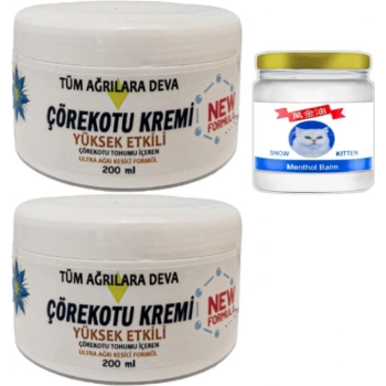 Çörek Otu Kremi White Box 2 Adet 200 ml + Snow Kitten 50 ml Menthol Balm / Seti