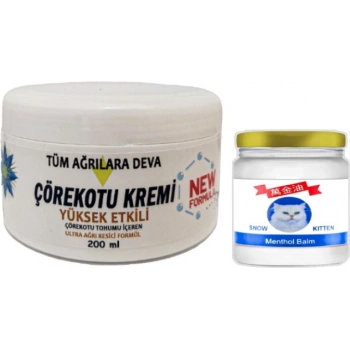 Çörek Otu Kremi  White Box 200 ml + Snow Kitten 50 ml Menthol Balm / Teskin Seti