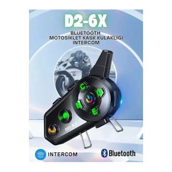D2-6x 1000m Mesafeli 6 Kanallı İntercom Bluetooth Motosiklet Kask Kulaklığı İntercom Kulaklık