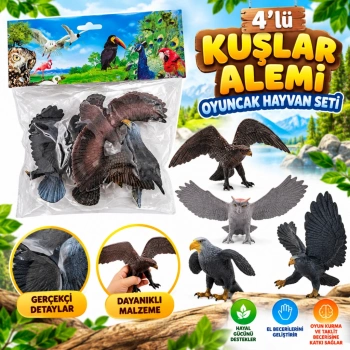 DMN058-4  4LÜ KUŞLAR ALEMİ OYUNCAK HAYVAN SETİ