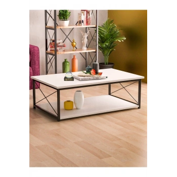 Double Orta Sehpa Beyaz 90x50 cm