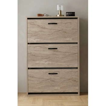 Düşer Kapaklı Ayakkabılık Ekru 74 cm