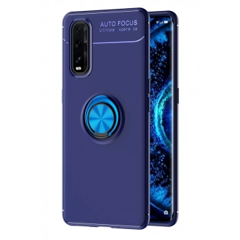 Oppo Find X2 Kılıf Range Yüzüklü Silikon - Mavi