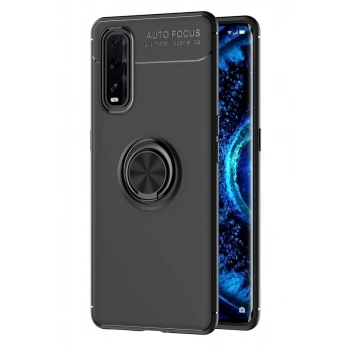 Oppo Find X2 Kılıf Range Yüzüklü Silikon - Siyah