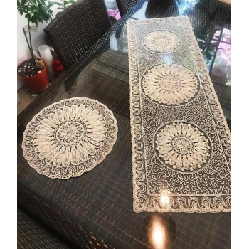 Fransız Dantelli Runner ve Supla Takımı (1 Runner, 6 Supla)