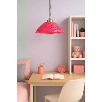 Fuşya Akrilik Avize Soft Pembe Modern Aydınlatma 35x35x12 cm