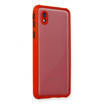 Samsung Galaxy A01 Core Kılıf Miami Şeffaf Silikon - Kırmızı