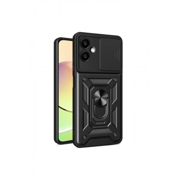 Samsung Galaxy A06 Kılıf Pars Lens Yüzüklü Silikon - Siyah