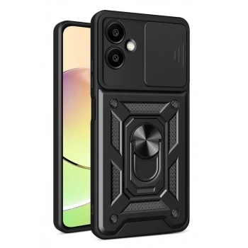 Samsung Galaxy A07 4G Pars Lens Yüzüklü Silikon - Siyah