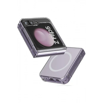 Samsung Galaxy Z Flip 5 Kılıf Magneticsafe Şeffaf Silikon - Şeffaf
