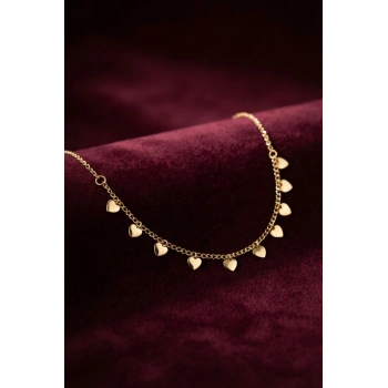 Gold Pirinç Kalp Model Kadın Kolye