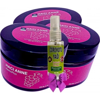 Hacı Anne Hemoplus Kremi 200 ml x 3 Adet + Çörek Otu Yağı 30 ml